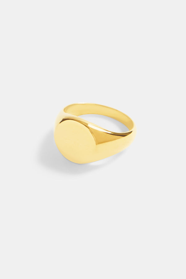 11mm Gold Plated Polished Round Signet Ring