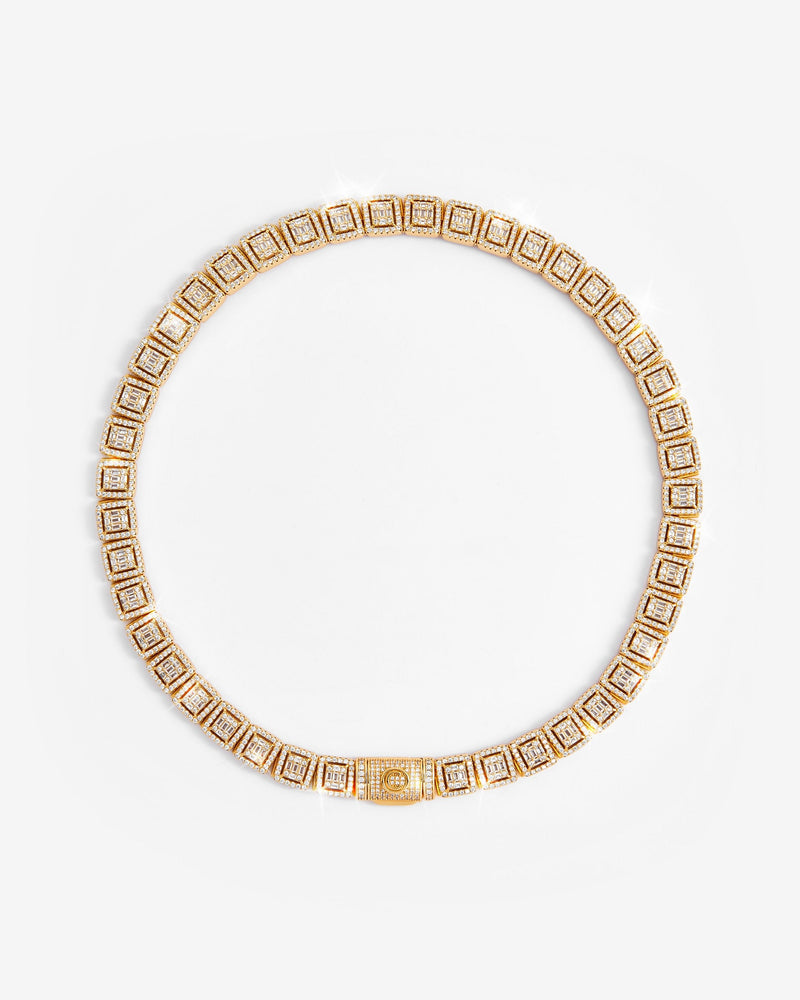 12mm Clustered Tennis Chain - Gold