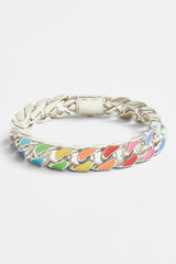 12mm Multi Colour Enamel Cuban Bracelet