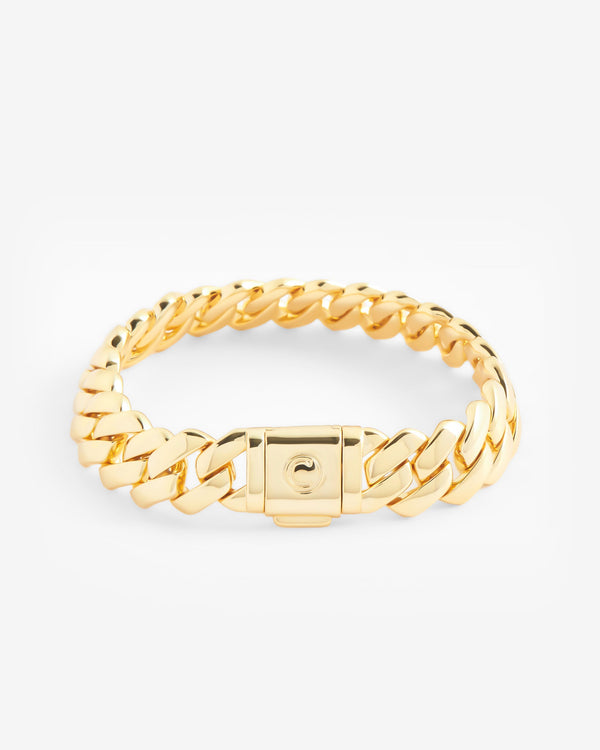 14mm Miami Prong Link Bracelet - Gold