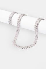 14mm Prong Cuban Chain & Bracelet - White