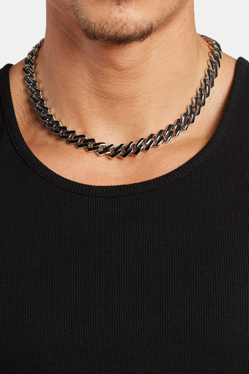 14mm Stainless Steel Black Enamel Prong Cuban Chain – Cernucci US