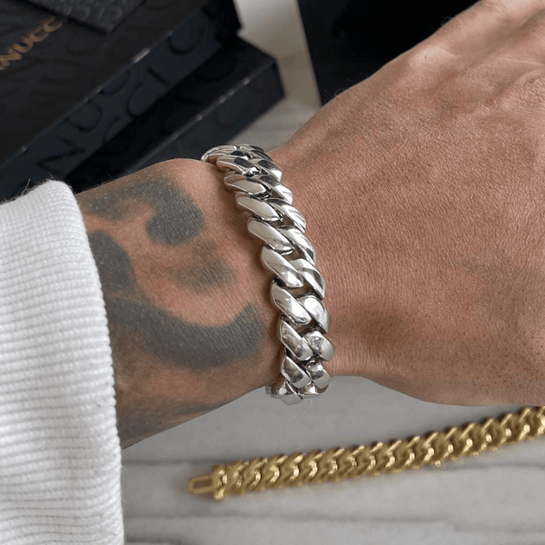 14mm Miami Prong Link Bracelet - White Gold - Cernucci
