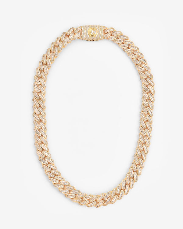 15mm Baguette Cuban Link Chain - Gold