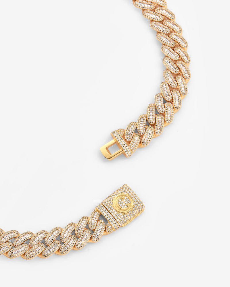 15mm Baguette Cuban Link Chain - Gold