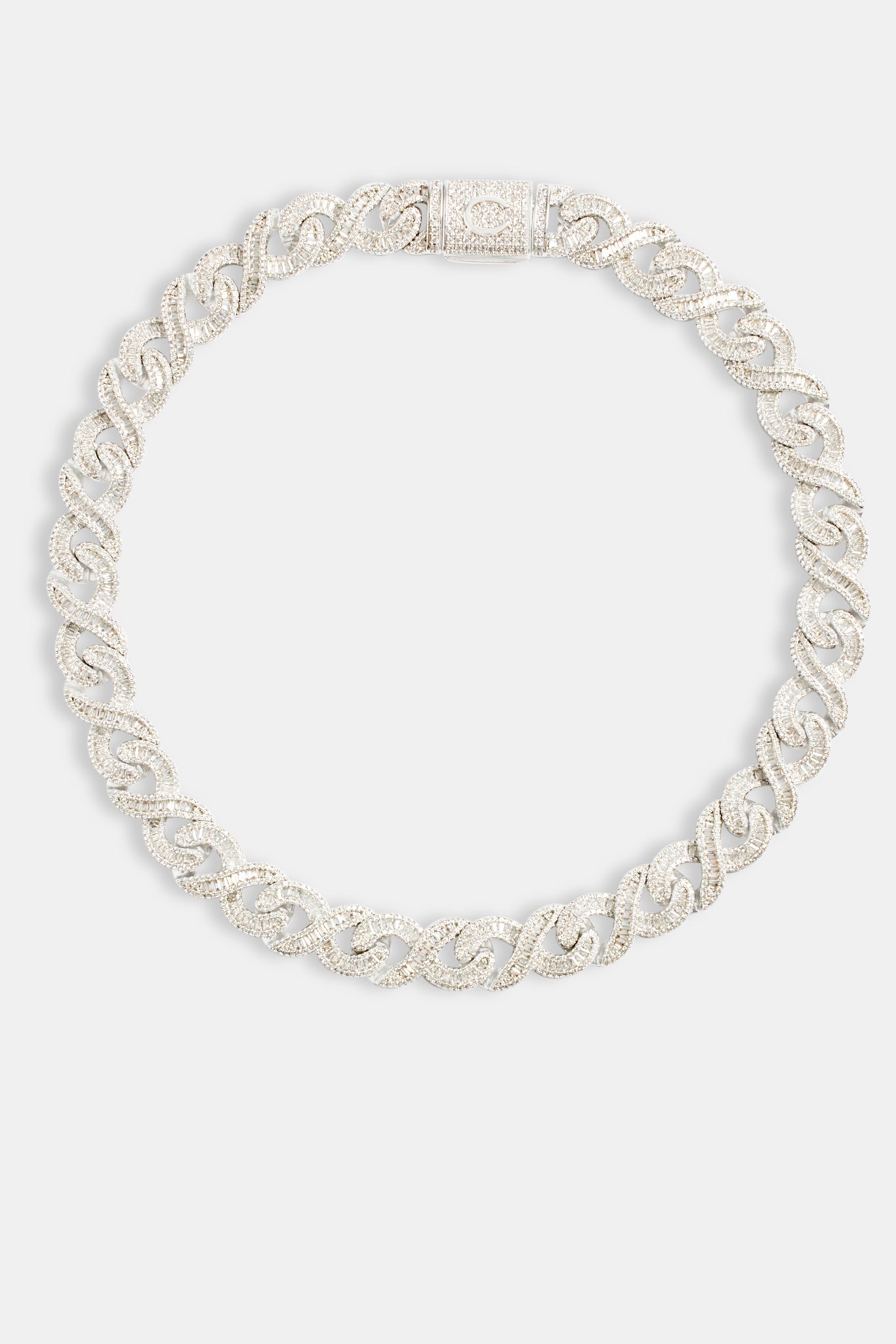 15mm Iced CZ Baguette Infinity Chain