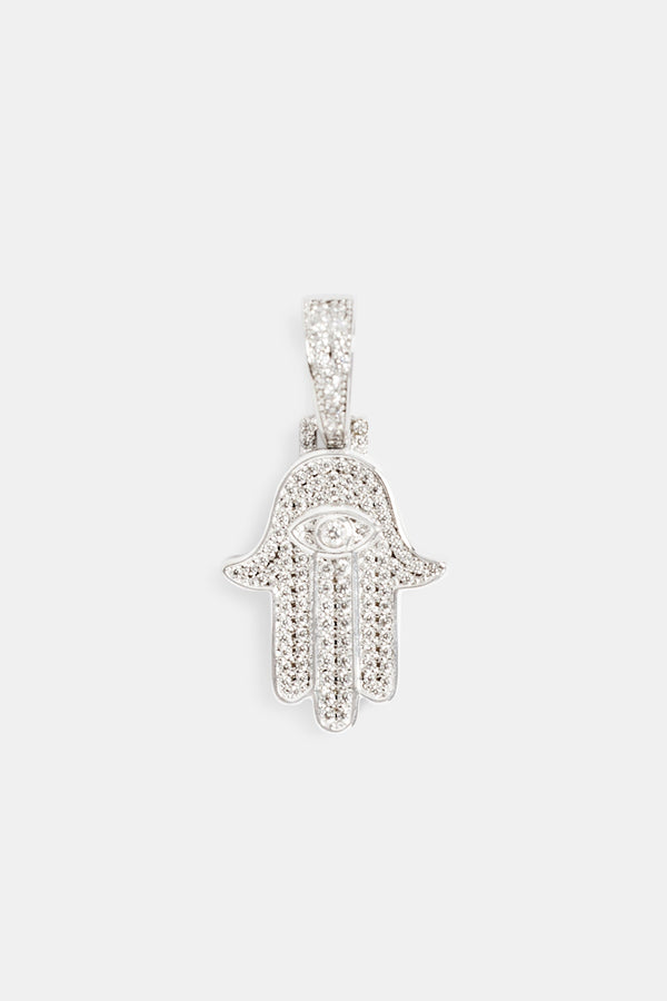 17mm Iced CZ Hamsa Hand Pendant