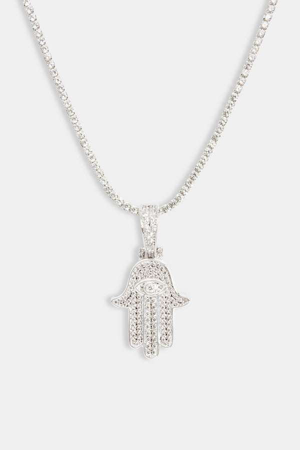 17mm Iced CZ Hamsa Hand Pendant