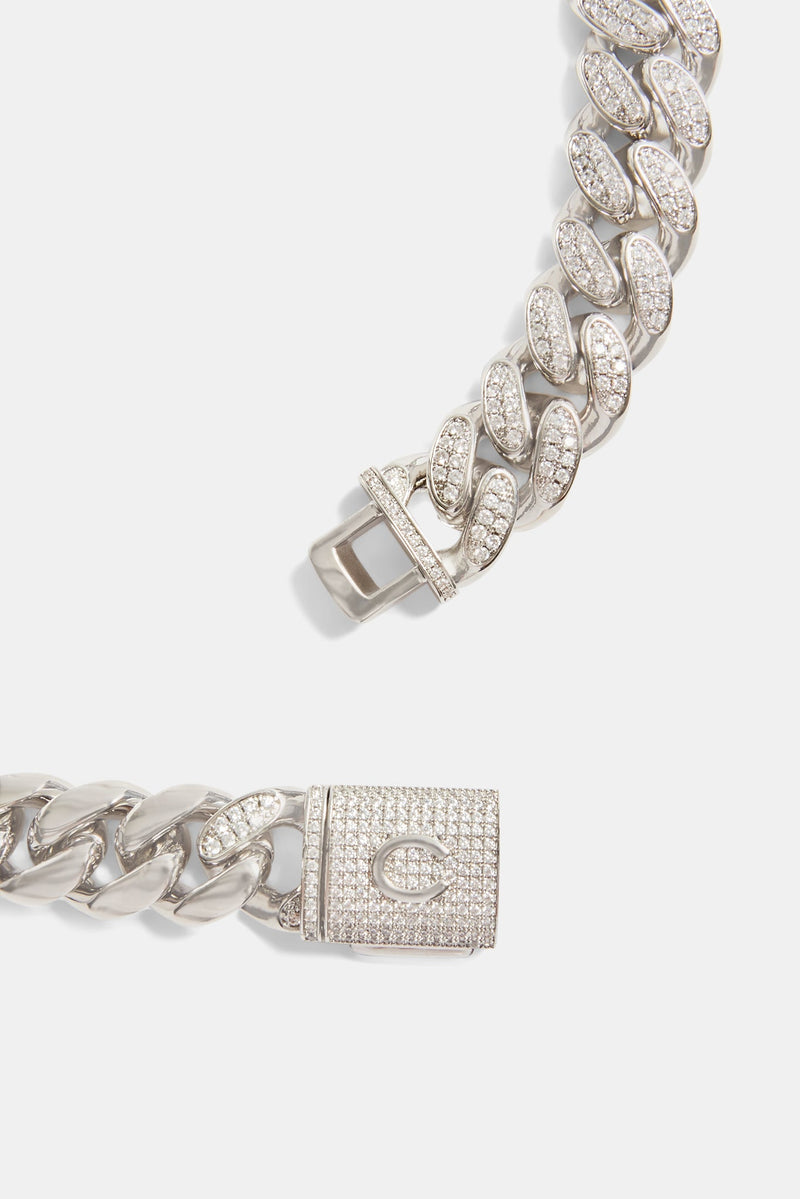 19mm Half Iced CZ Half Polished Cuban Chain