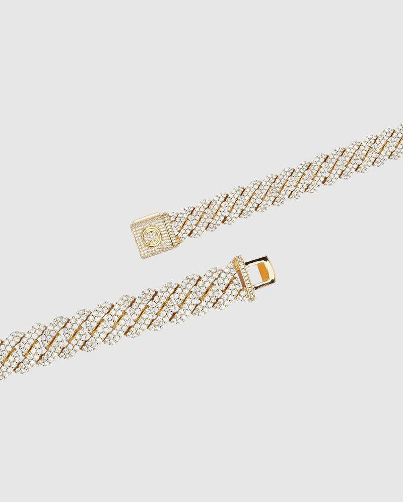 19mm Diamond Prong Link Bracelet - Gold - Cernucci