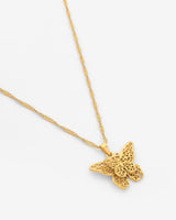 10mm 3D Butterfly Necklace - Gold