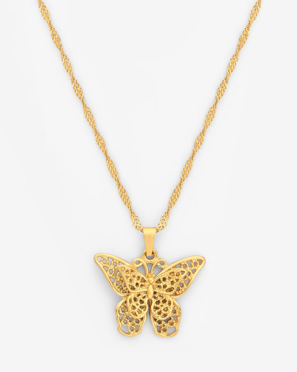 10mm 3D Butterfly Necklace - Gold