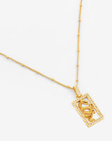 1mm Bobble Chain Iced Dragon Necklace - Gold