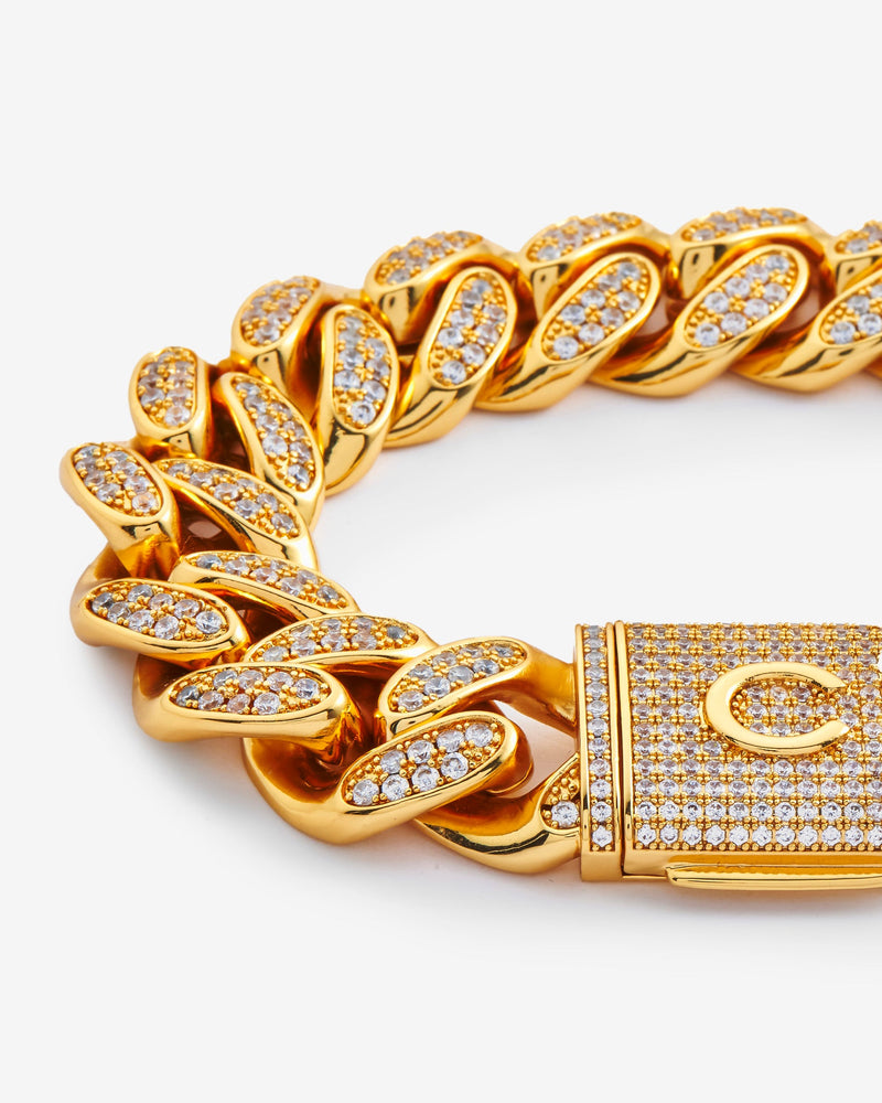 20mm Iced Cuban Bracelet - Gold