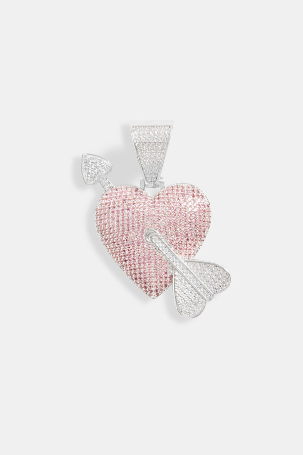 25mm Iced CZ Cupid Heart Pendant