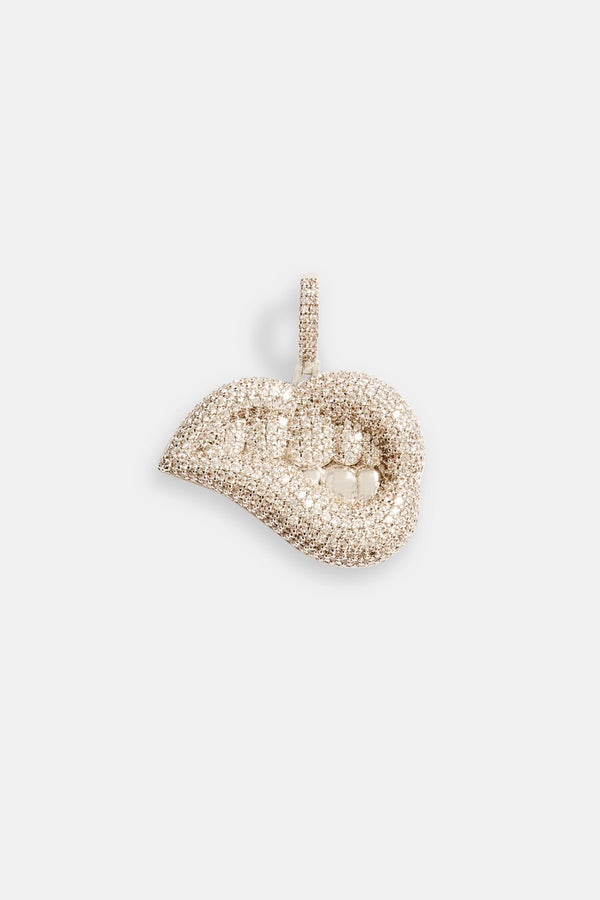 25mm Iced CZ Lips Pendant