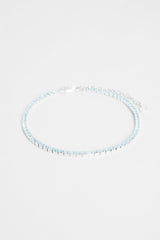 2.5mm Iced Blue CZ Micro Tennis Anklet