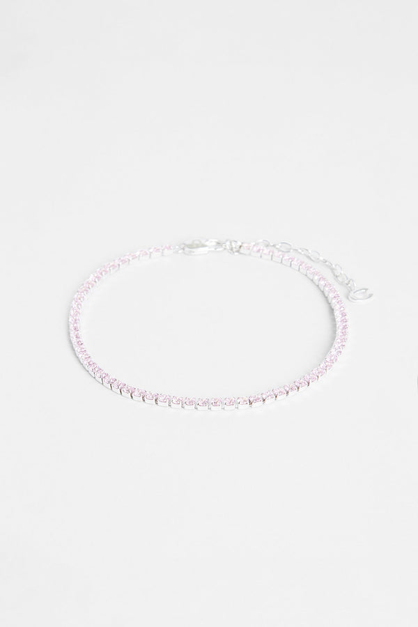 2.5mm Iced Pink CZ Micro Tennis Anklet