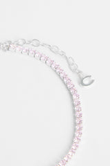 2.5mm Iced Pink CZ Micro Tennis Anklet