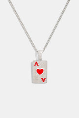 28mm Iced CZ Ace of Hearts Micro Cuban Necklace