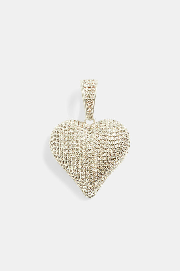 28mm Iced CZ Pave Heart Pendant