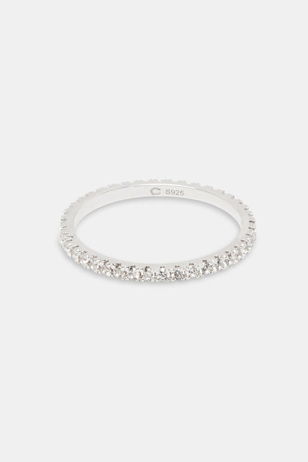 Womens 2mm 925 Clear CZ Tennis Ring