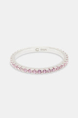 Womens 2mm 925 Pink CZ Tennis Ring