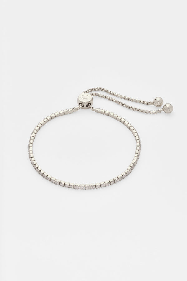 2mm Iced Tennis Toggle Bracelet - White Gold