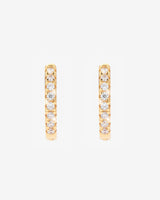 2mm Iced Hoop Earrings - Gold