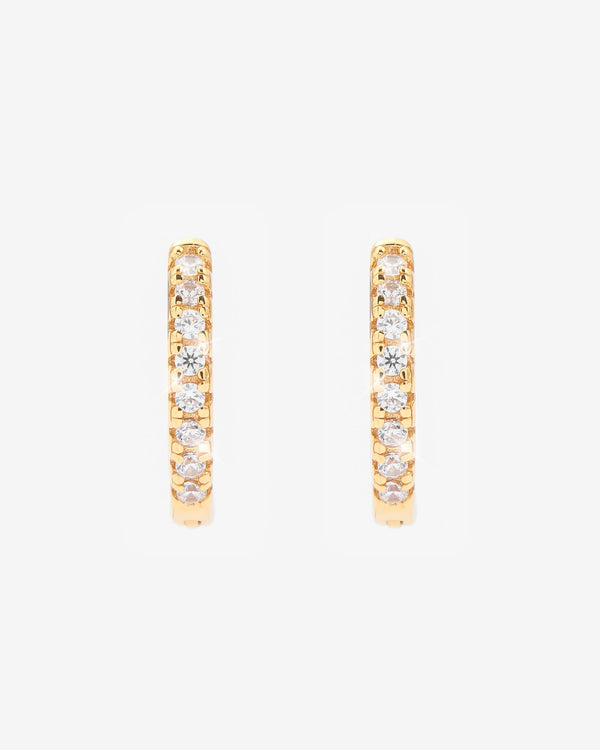 2mm Iced Hoop Earrings - Gold