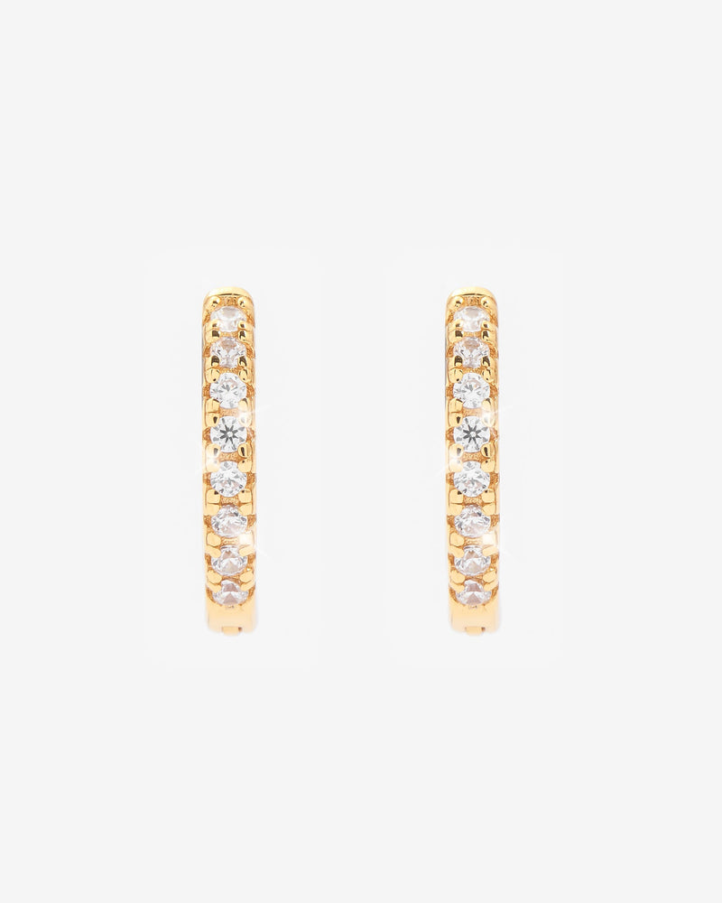 2mm Iced Hoop Earrings - Gold