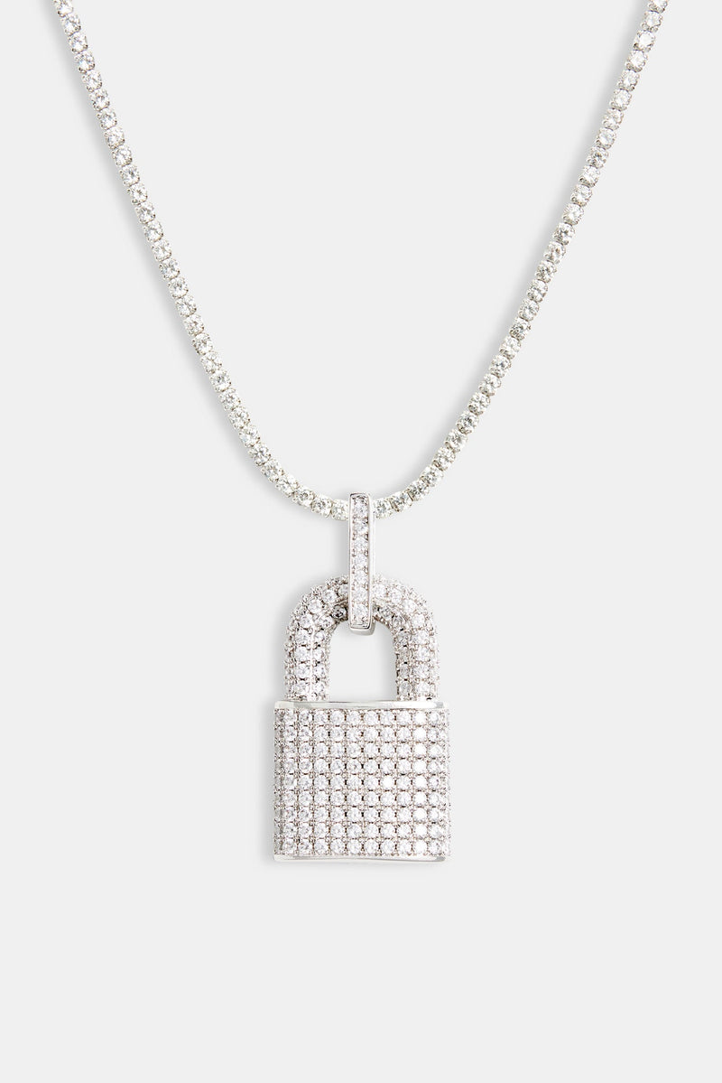 Iced CZ Padlock Pendant