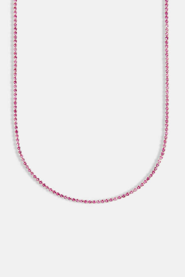 2mm Pink Iced CZ Micro Tennis Chain