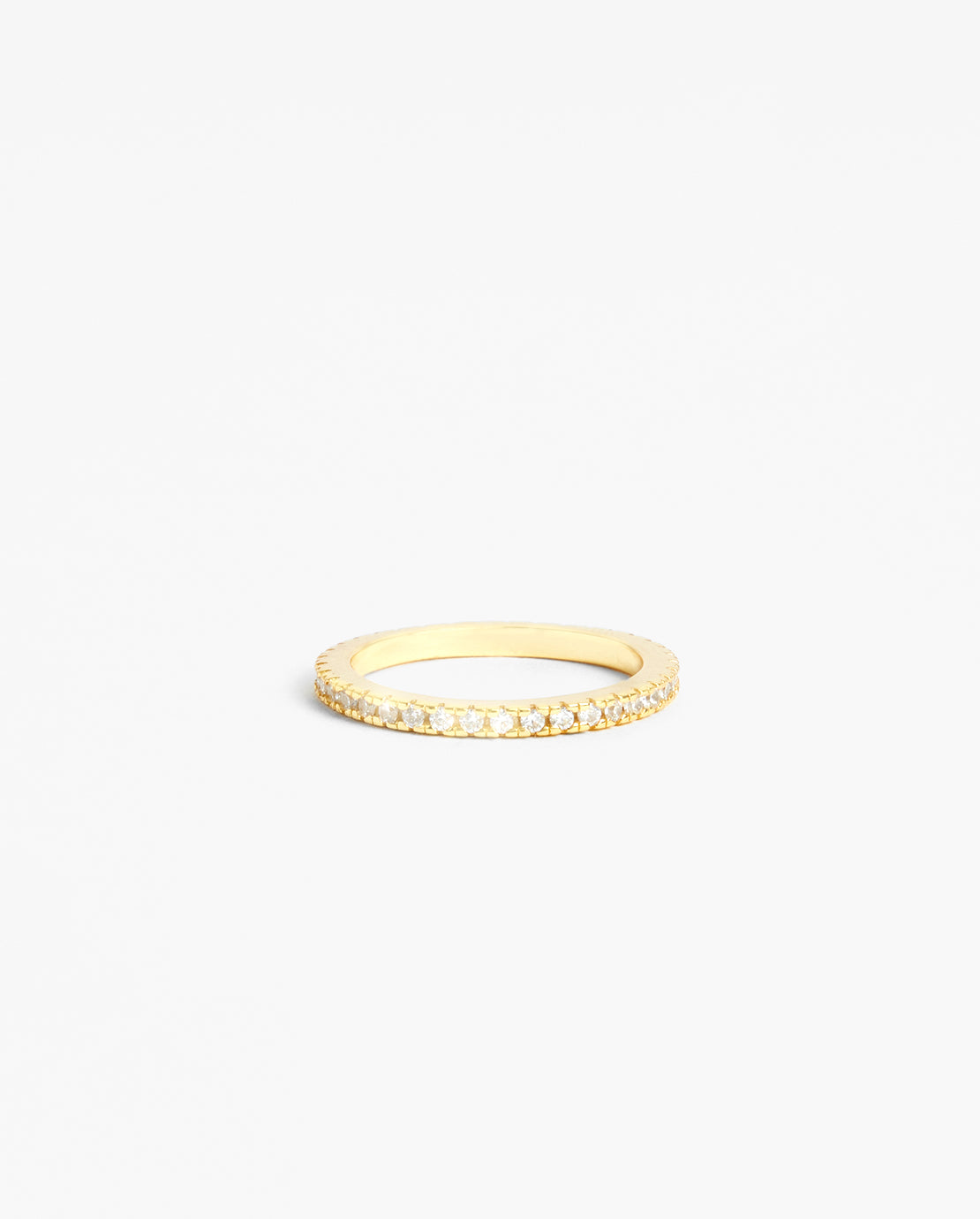 2mm Clear Round Tennis Ring - Gold