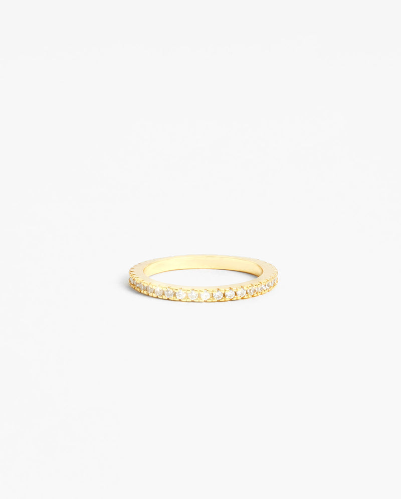 2mm Clear Round Tennis Ring - Gold