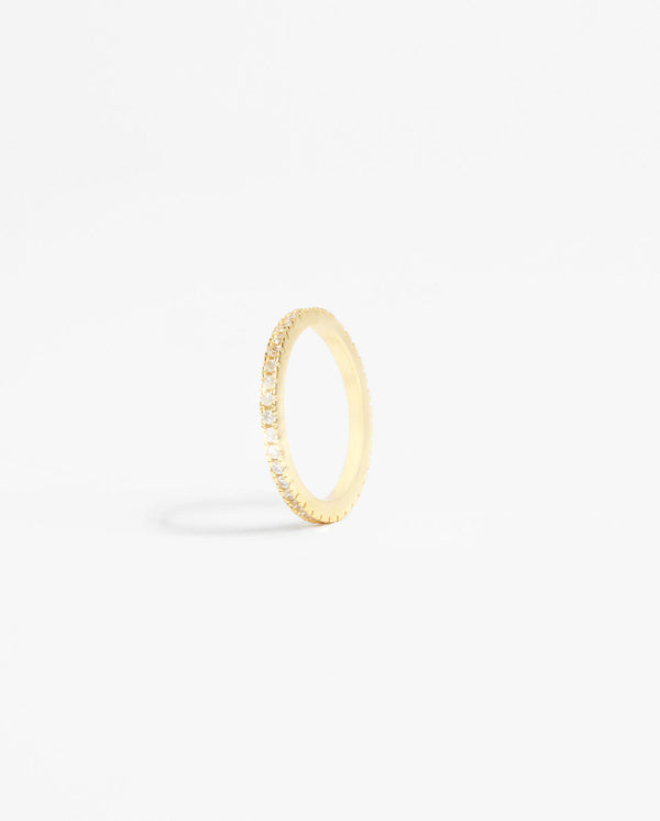 2mm Clear Round Tennis Ring - Gold