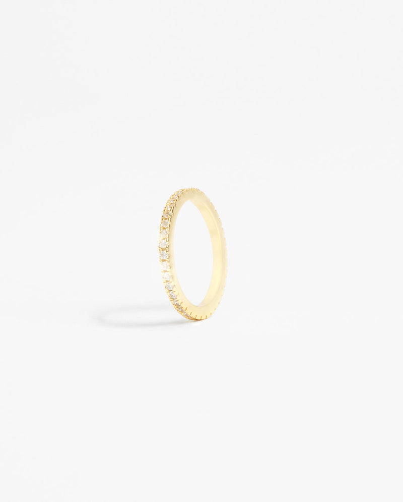 2mm Clear Round Tennis Ring - Gold