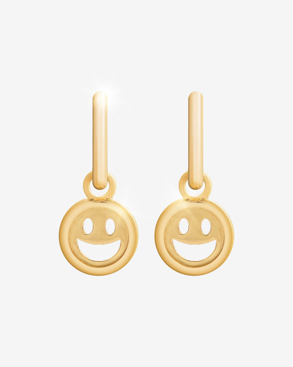 2 Pack Happy & Peace Huggie Hoop Earrings - Gold