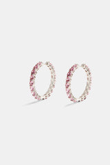 30mm 925 Pink CZ Hoop Earrings