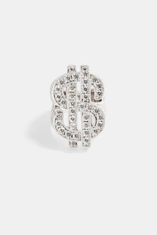 33mm Iced CZ Dollar Sign Ring