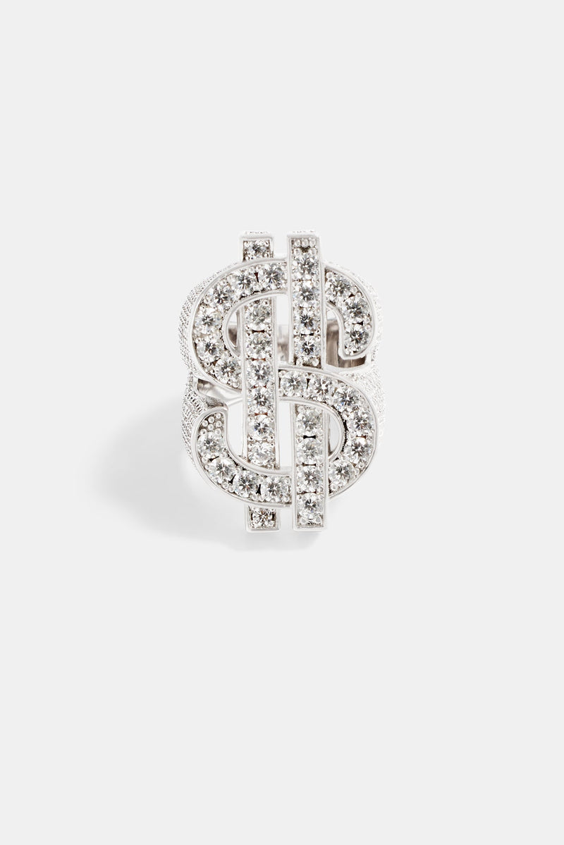 33mm Iced CZ Dollar Sign Ring