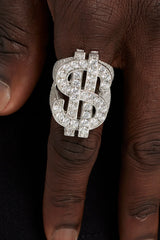 33mm Iced CZ Dollar Sign Ring