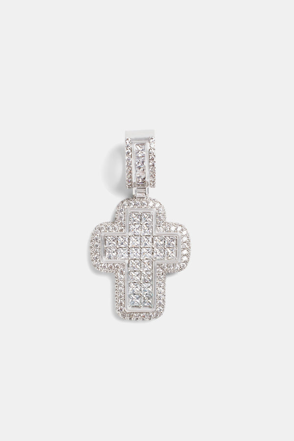 Large 70mm Iced CZ Baguette Cross Pendant