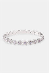 Iced Purple Round Tennis Bracelet - White