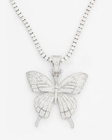 Iced Butterfly & 3mm Tennis Chain Necklace