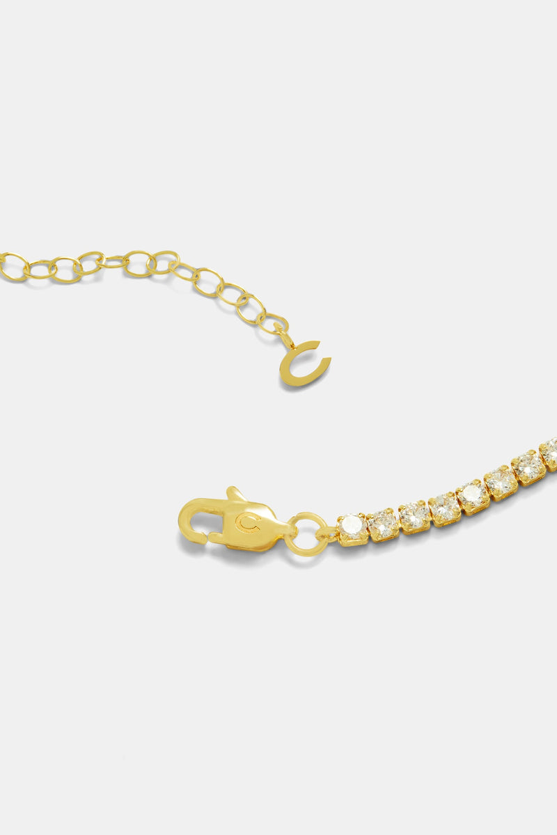 3mm Gold Plated Iced CZ Pastel Enamel Heart Tennis Chain