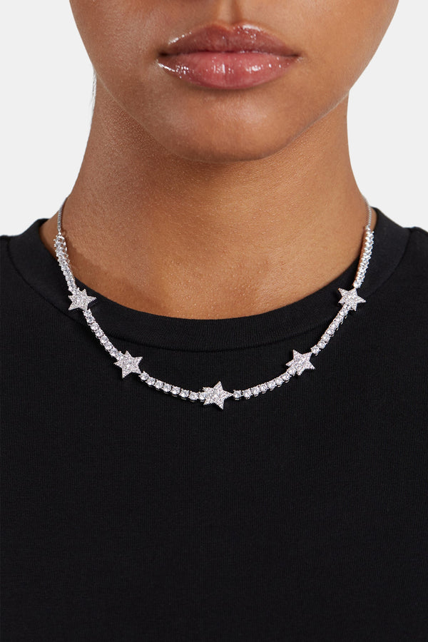 Iced CZ Star Toggle 3mm Tennis Necklace