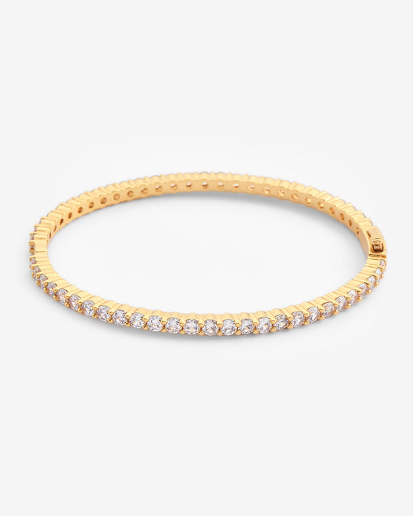 3mm Iced Tennis Bangle - Gold