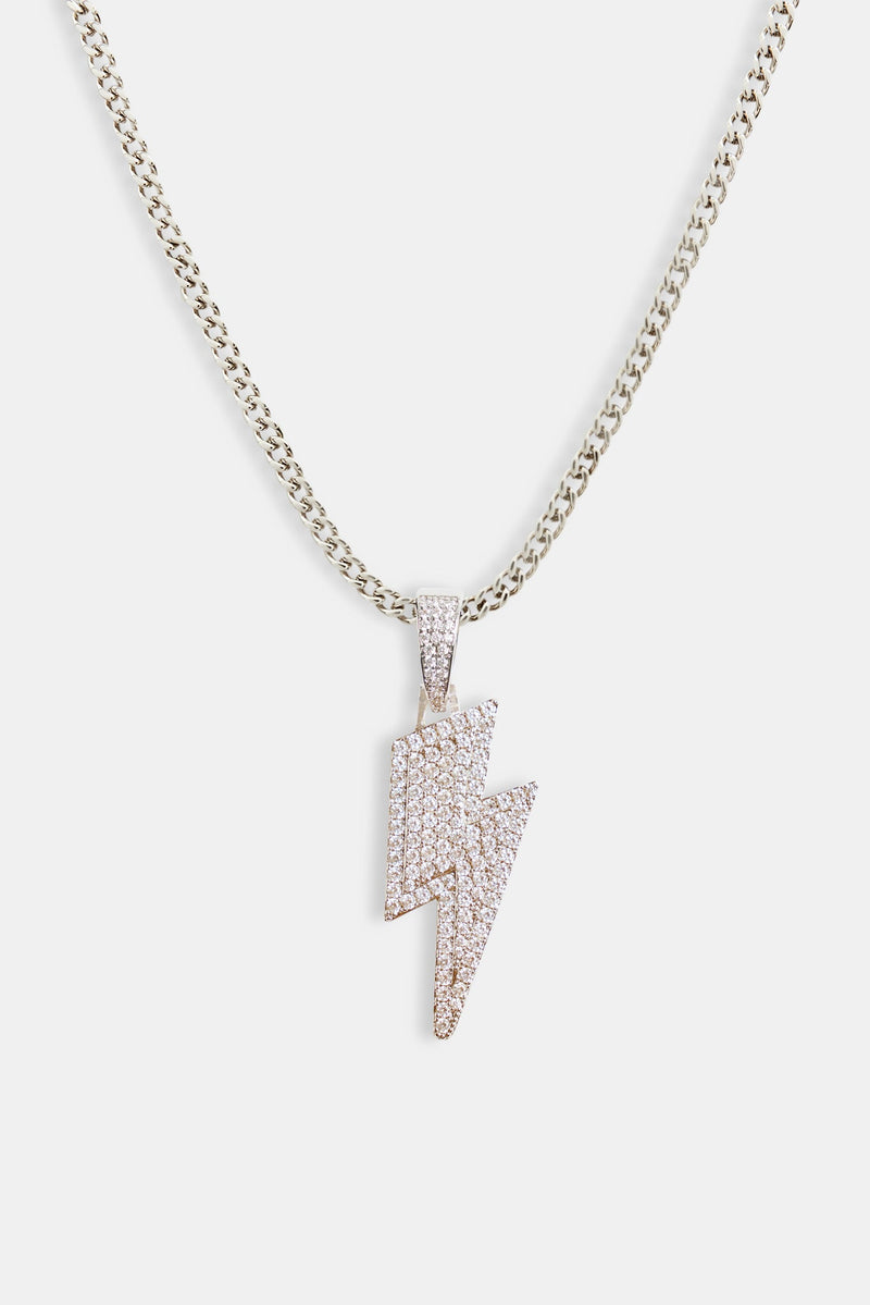 46mm Iced CZ Lightning Bolt Pendant