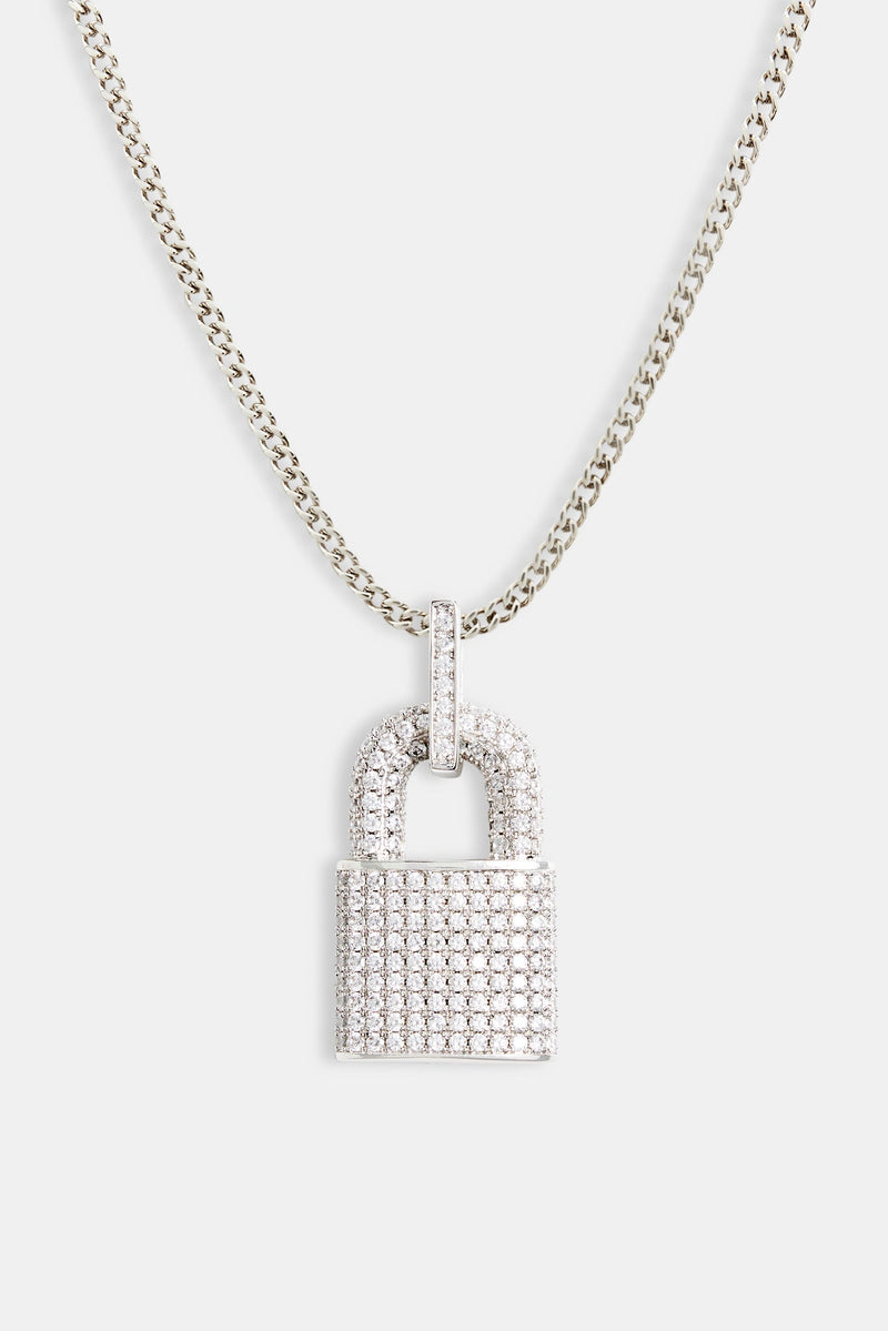 Iced CZ Padlock Pendant